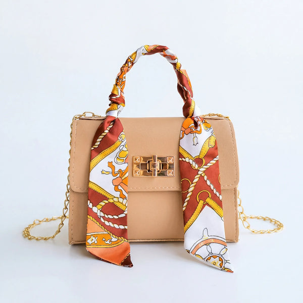 Scarvella - Structured Top-Handle Crossbody Bag Light Brown