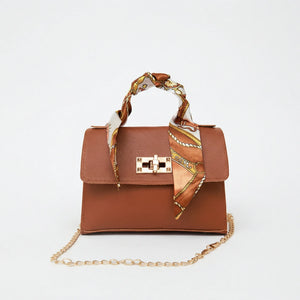 Scarvella - Structured Top-Handle Crossbody Bag Brown