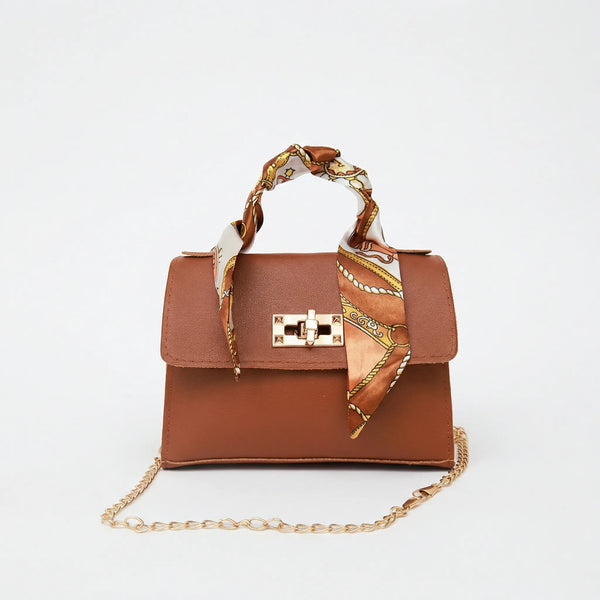 Scarvella - Structured Top-Handle Crossbody Bag Brown