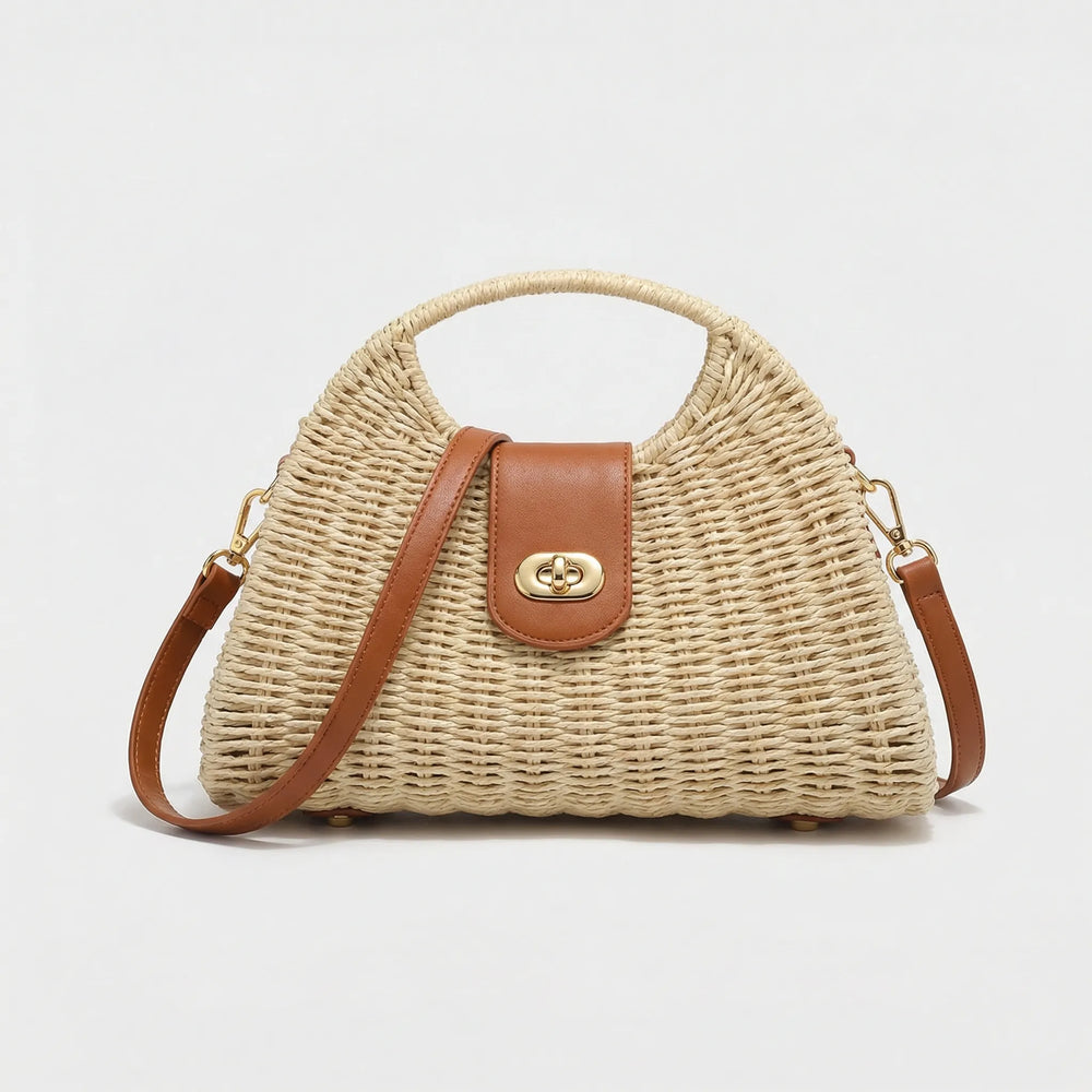 Shellova - Woven Shell Crossbody Shoulder Bag Beige