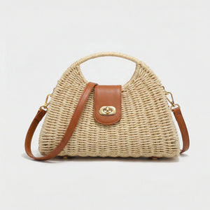 Shellova - Woven Shell Crossbody Shoulder Bag Beige