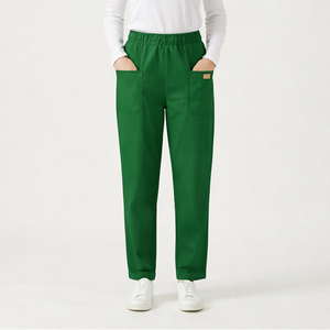 Slimova - Elastic Waist Straight-Leg Pants Green