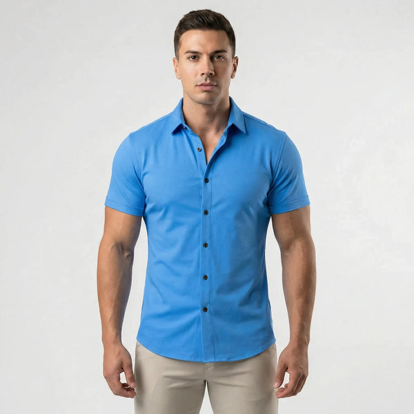 Slimvaro - Slim Fit Short Sleeve Button Shirt