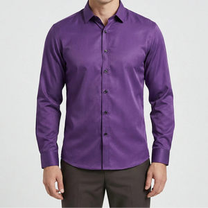 Slimvero - Slim Fit Long Sleeve Dress Shirt Purple