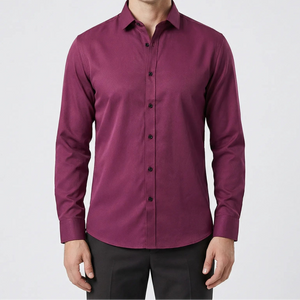 Slimvero - Slim Fit Long Sleeve Dress Shirt Burgundy