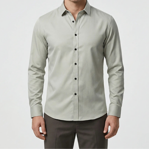 Slimvero - Slim Fit Long Sleeve Dress Shirt Green Tea