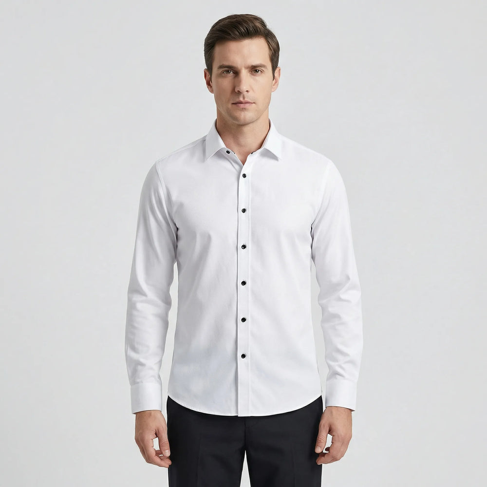 Slimvero - Slim Fit Long Sleeve Dress Shirt White