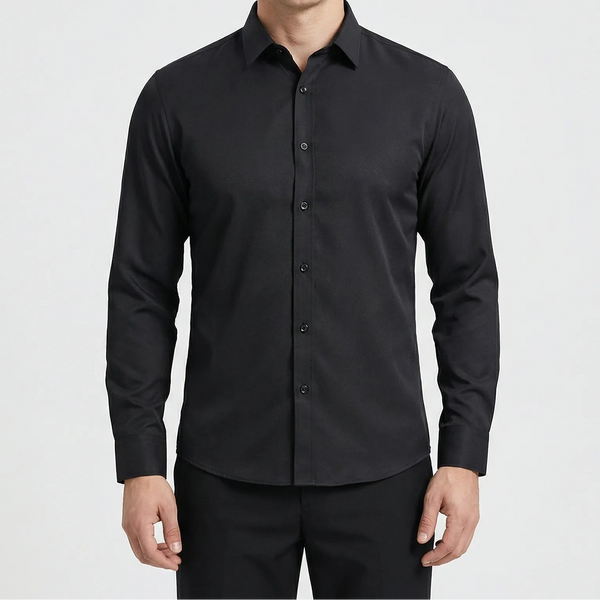 Slimvero - Slim Fit Long Sleeve Dress Shirt Black