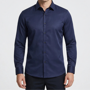 Slimvero - Slim Fit Long Sleeve Dress Shirt Navy Blue