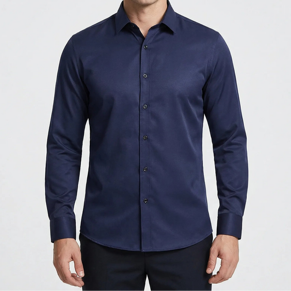 Slimvero - Slim Fit Long Sleeve Dress Shirt Navy Blue