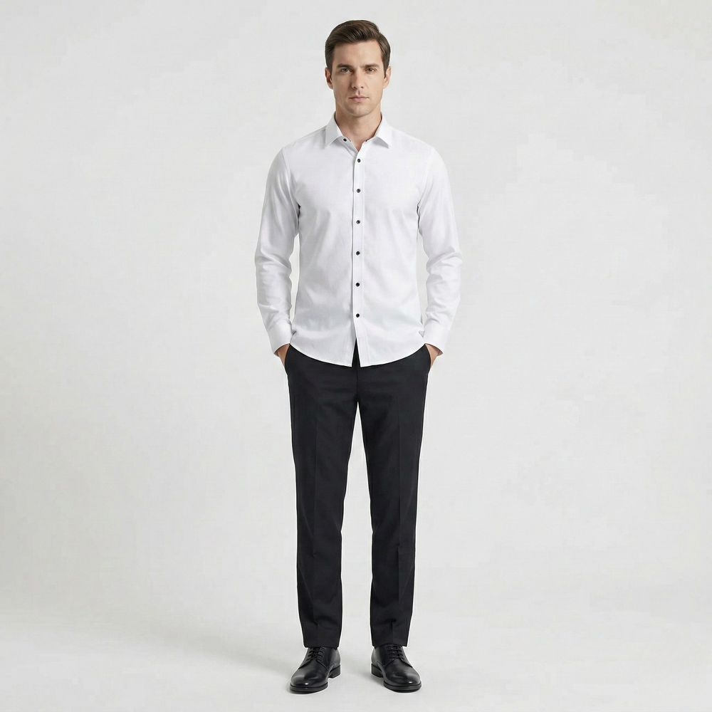 Slimvero - Slim Fit Long Sleeve Dress Shirt White