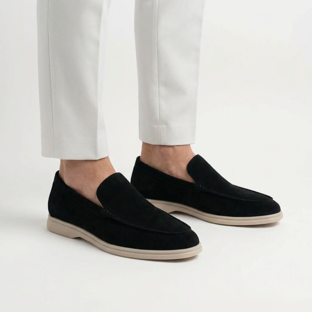 Slipvano - Slip-On Loafer With Flat White Sole Black