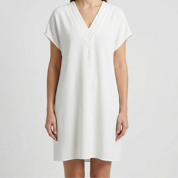 Slyvene - V-Neck Split-Sleeve Mini Dress White