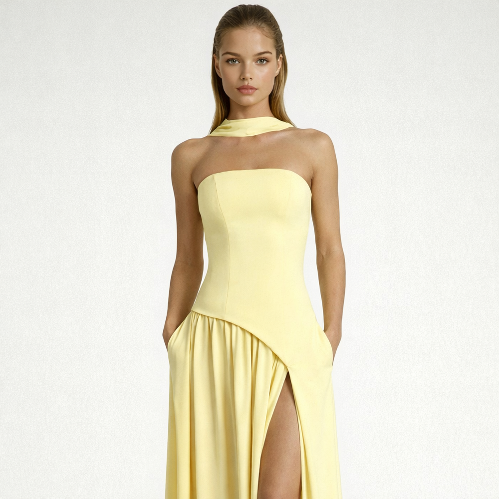 Soleira - Strapless Flowing Maxi Dress With Front Slit