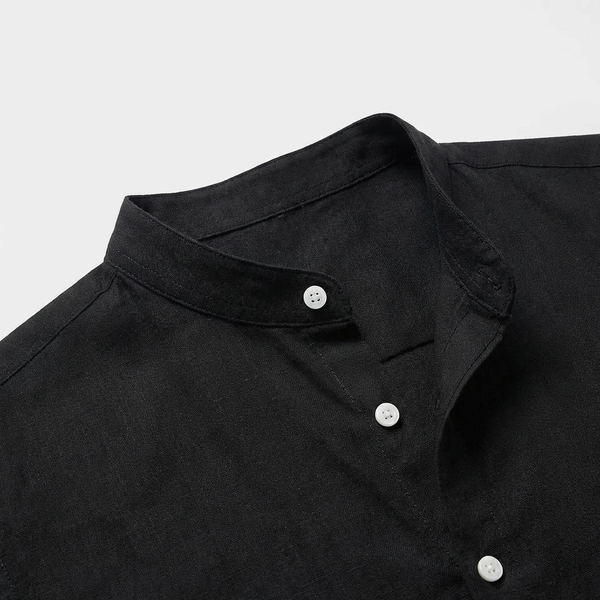 Stantero - Short-Sleeve Stand Collar Shirt And Pants Set