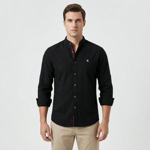 Strandco - Long Sleeve Band Collar Shirt Black