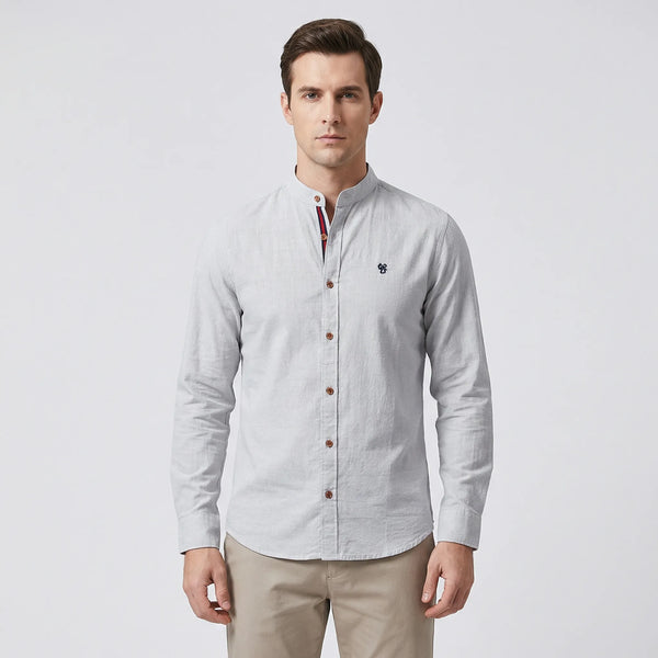 Strandco - Long Sleeve Band Collar Shirt Gray