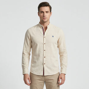 Strandco - Long Sleeve Band Collar Shirt Beige