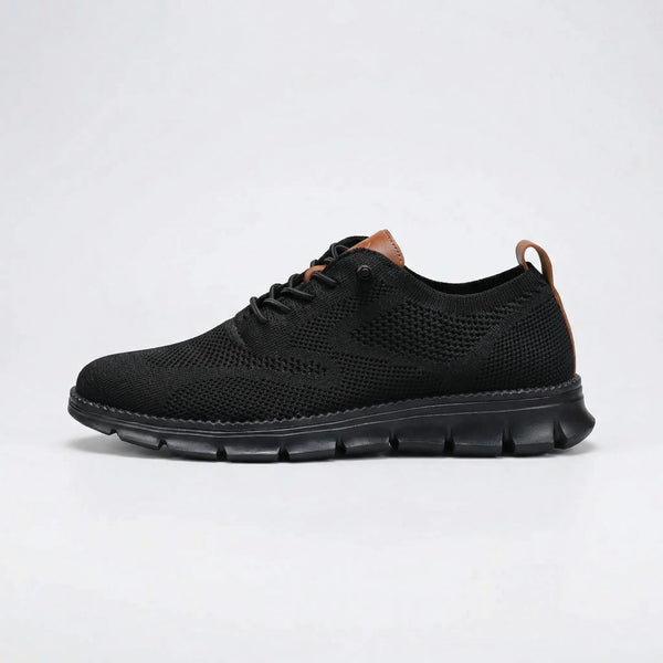 Stridex - Breathable Knit Lace-Up Walking Shoe Double Black