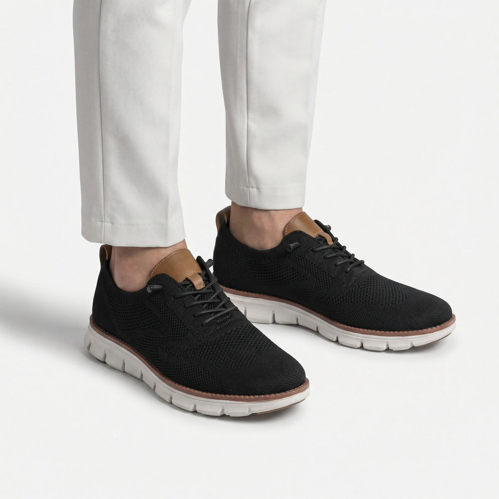 Stridex - Breathable Knit Lace-Up Walking Shoe Black