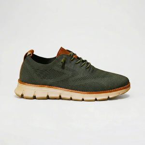 Stridex - Breathable Knit Lace-Up Walking Shoe Olive