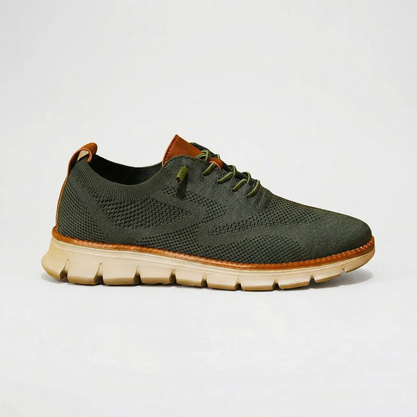 Stridex - Breathable Knit Lace-Up Walking Shoe Olive