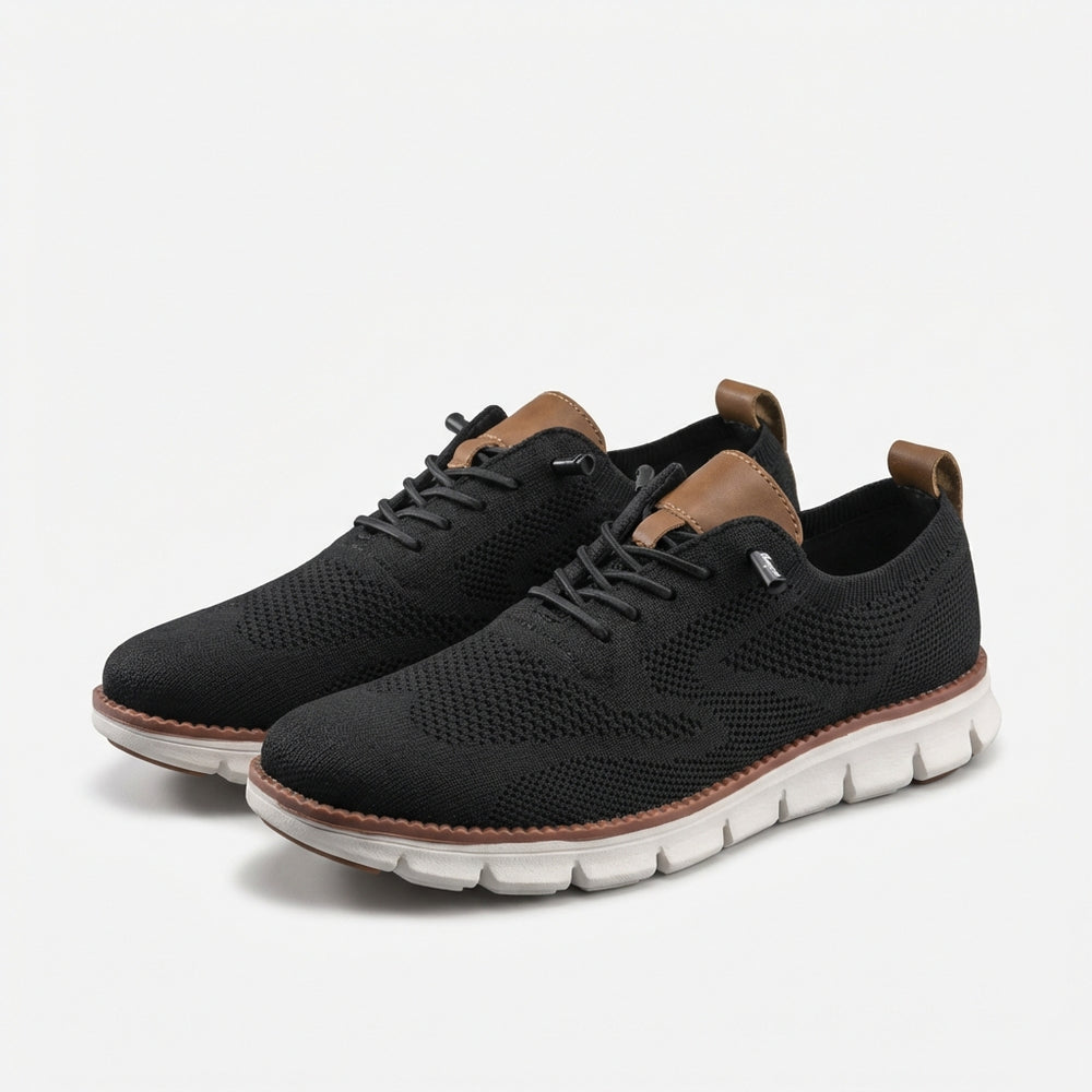 Stridex - Breathable Knit Lace-Up Walking Shoe Black