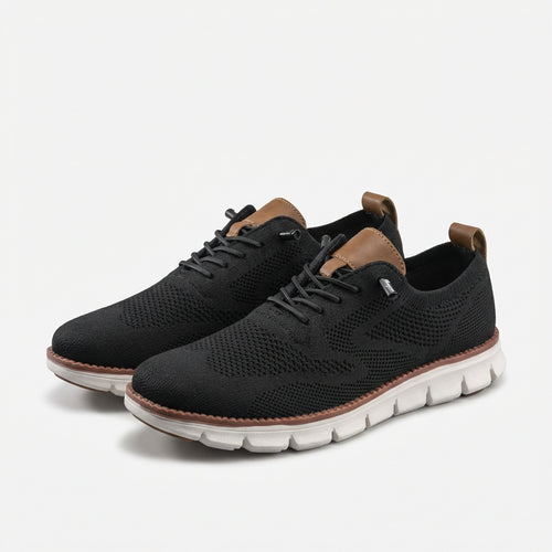Stridex - Breathable Knit Lace-Up Walking Shoe Black