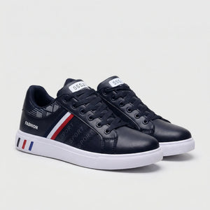 Strikov - Low-Top Lace-Up Casual Sneaker Blue (with Red And Blue Details)