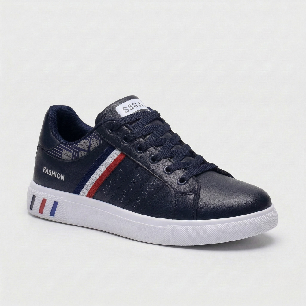 Strikov - Low-Top Lace-Up Casual Sneaker Blue (with Red And Blue Details)