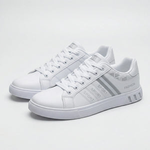 Strikov - Low-Top Lace-Up Casual Sneaker White (with Gray Details)