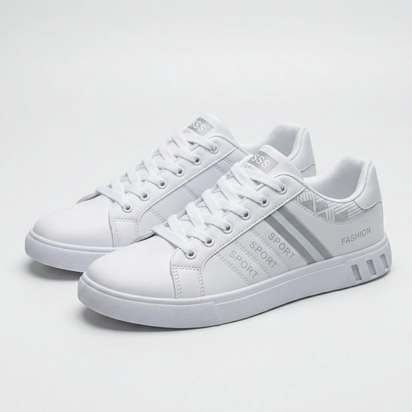 Strikov - Low-Top Lace-Up Casual Sneaker White (with Gray Details)