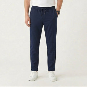 Struxo - Slim Fit Stretch Drawstring Pants Navy Blue