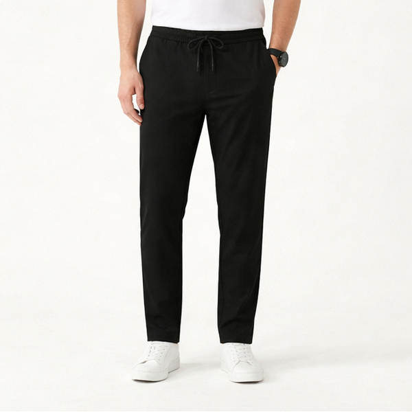 Struxo - Slim Fit Stretch Drawstring Pants Black