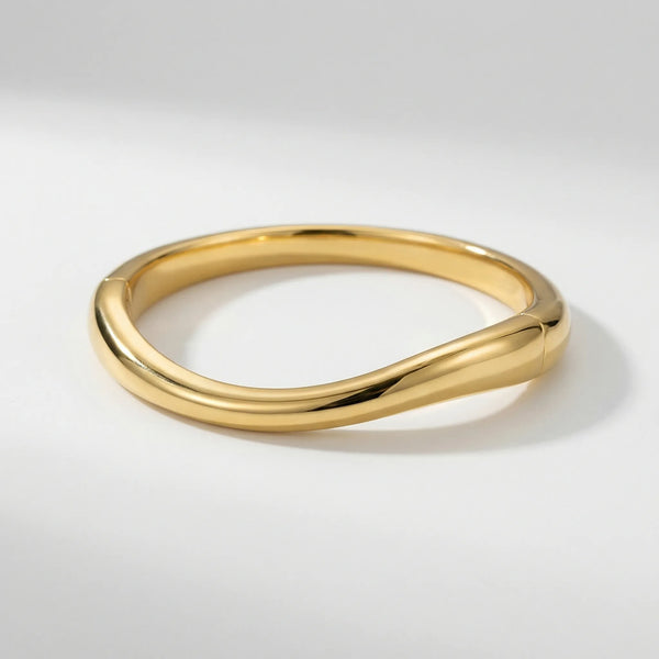 Teardova - Teardrop Shaped Open Cuff Bangle Gold 2