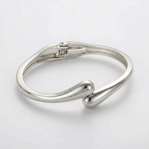 Teardova - Teardrop Shaped Open Cuff Bangle Silver