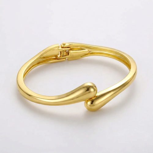 Teardova - Teardrop Shaped Open Cuff Bangle Gold