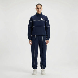 Trekvia - Half-Zip Sweater And Jogger Set Blue