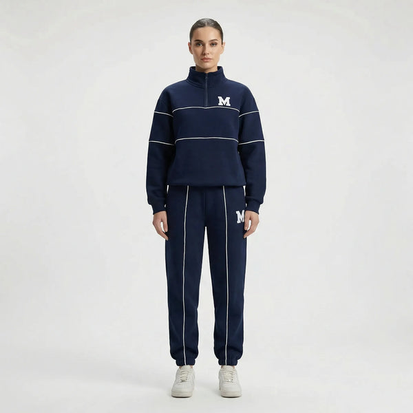 Trekvia - Half-Zip Sweater And Jogger Set Blue