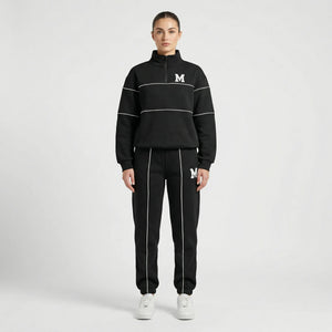 Trekvia - Half-Zip Sweater And Jogger Set Black