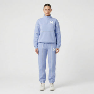 Trekvia - Half-Zip Sweater And Jogger Set Light Blue