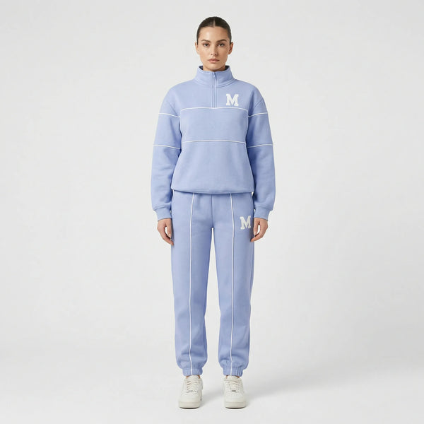 Trekvia - Half-Zip Sweater And Jogger Set Light Blue