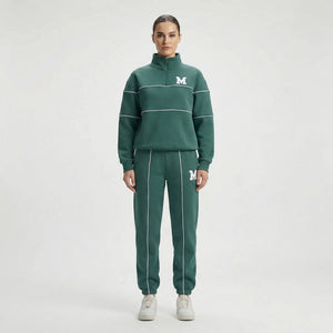 Trekvia - Half-Zip Sweater And Jogger Set Green
