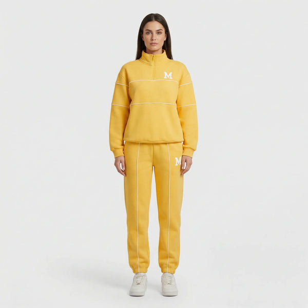Trekvia - Half-Zip Sweater And Jogger Set Khaki