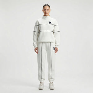 Trekvia - Half-Zip Sweater And Jogger Set White