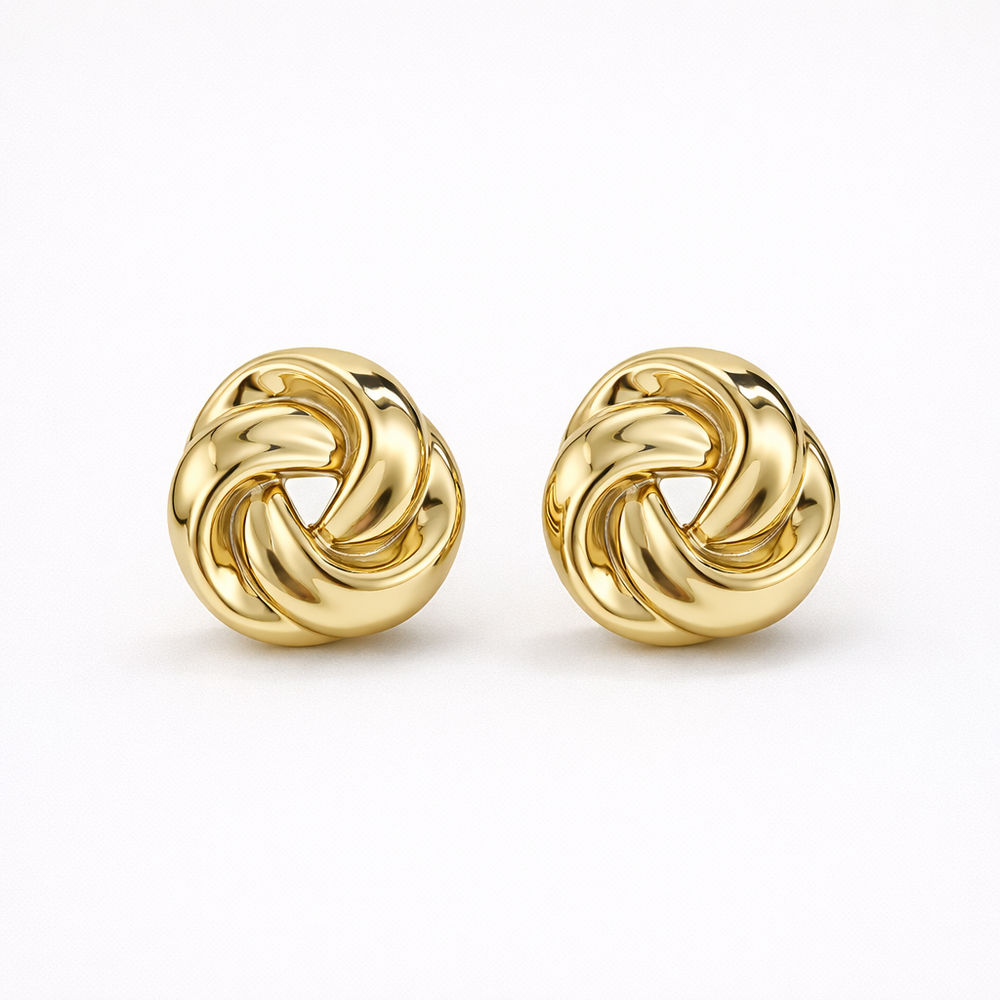 Twirlix - Twisted Knot Geometric Stud Earrings Gold