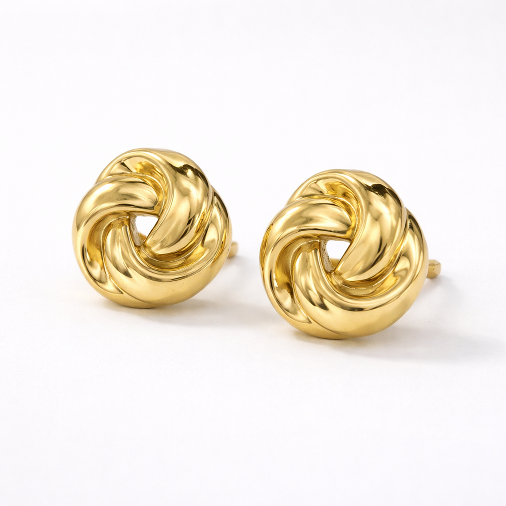 Twirlix - Twisted Knot Geometric Stud Earrings Gold