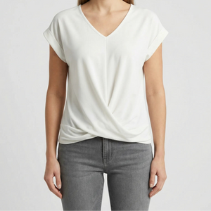 Twivera - Short Sleeve V-Neck Twist Top White