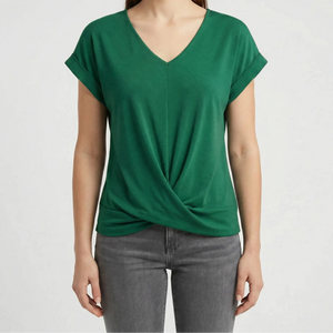 Twivera - Short Sleeve V-Neck Twist Top Green