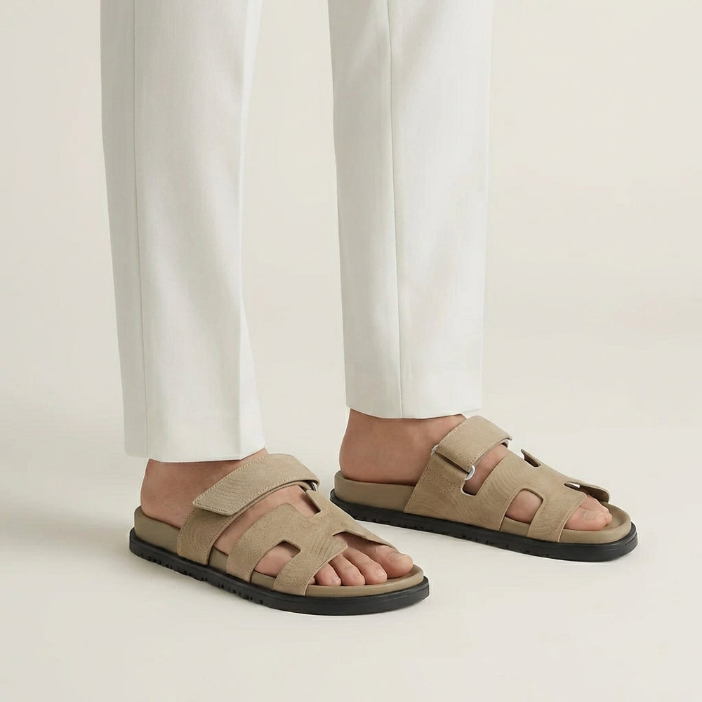 Valenzo - Italian-Inspired Open-Toe Slide Sandal Beige